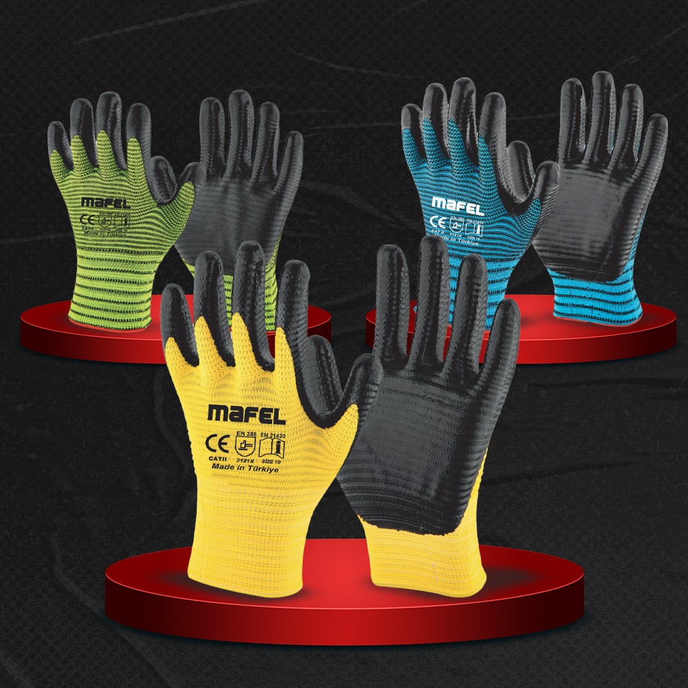 1/2 Ekstra Nitril Kaplı Zebra Eldivenler