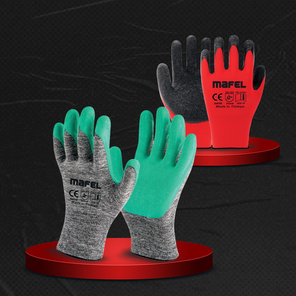 1/2 Lateks kaplı Camcı Eldivenler