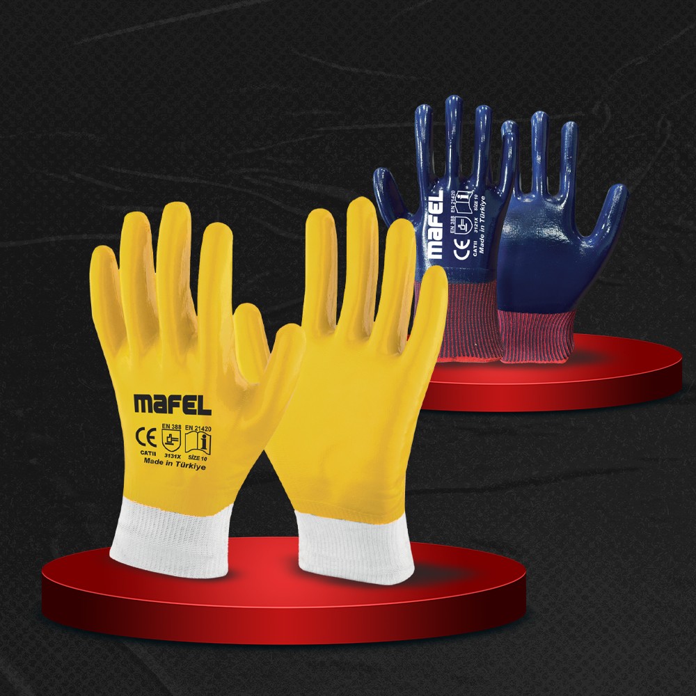 4/4 Nitril Kaplı Eldivenler